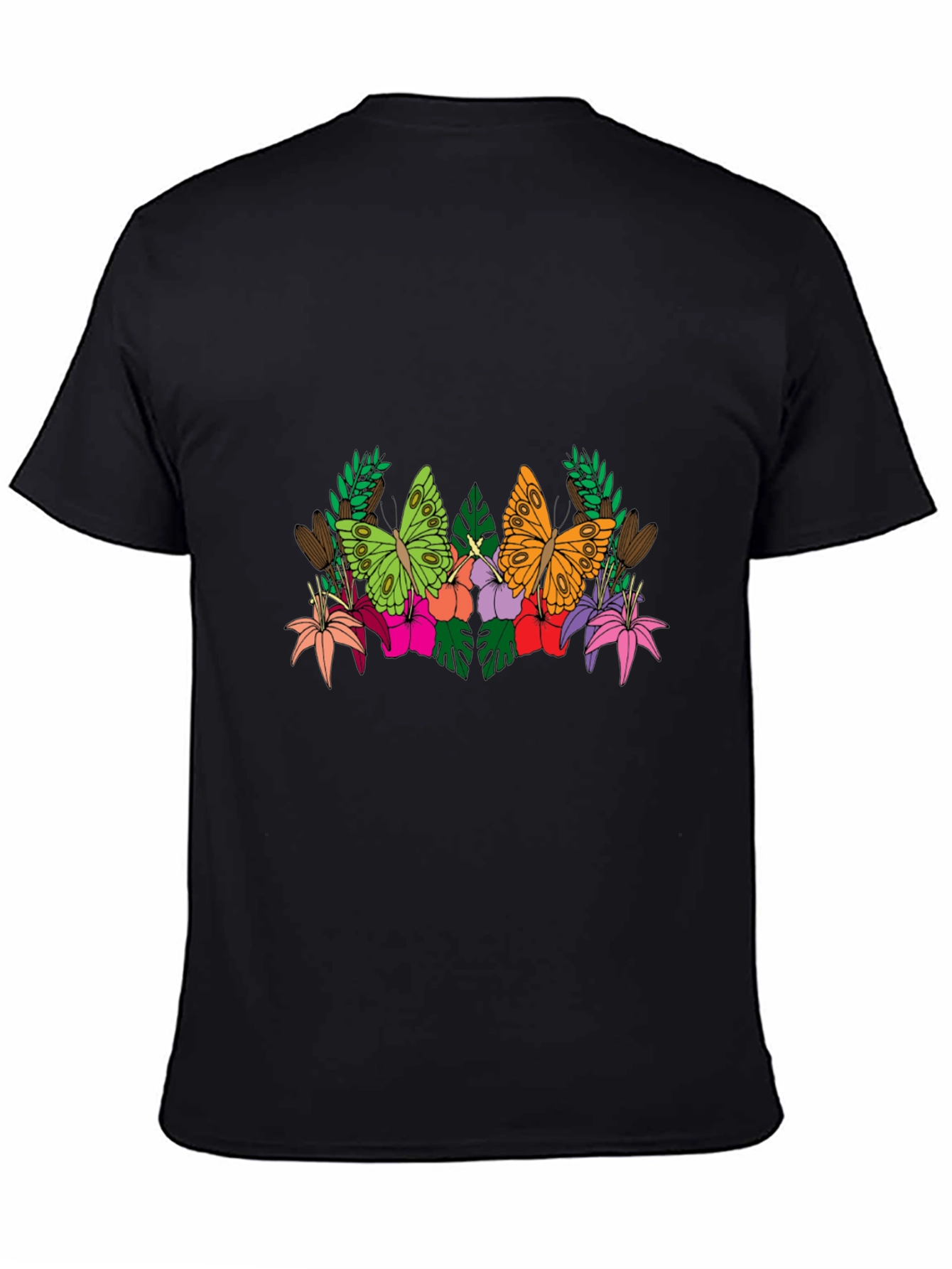 Butterfly Floral Graphic Tee - Mens Black T-Shirt