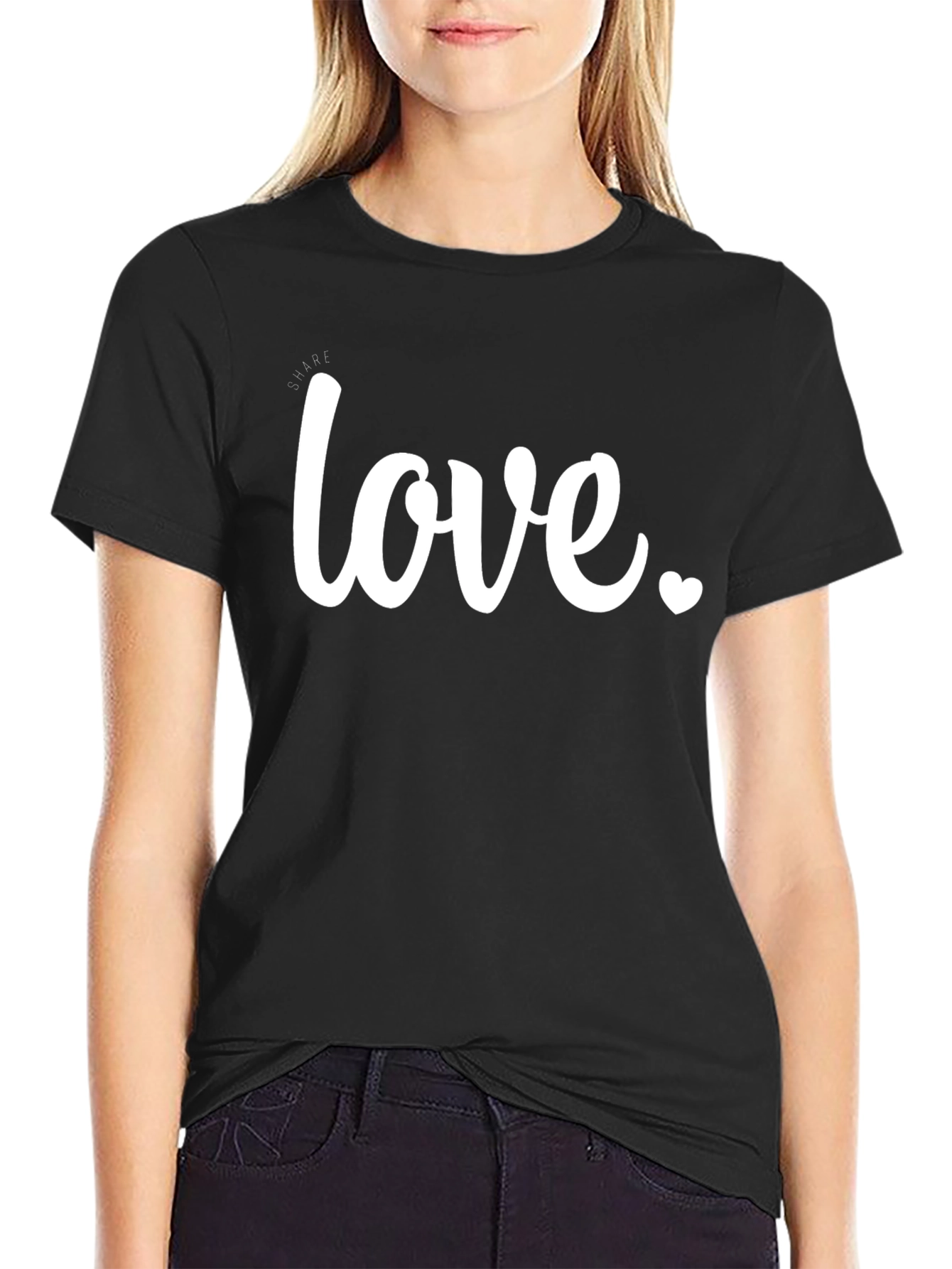 Love Heart Graphic Tee - Casual Black T-Shirt