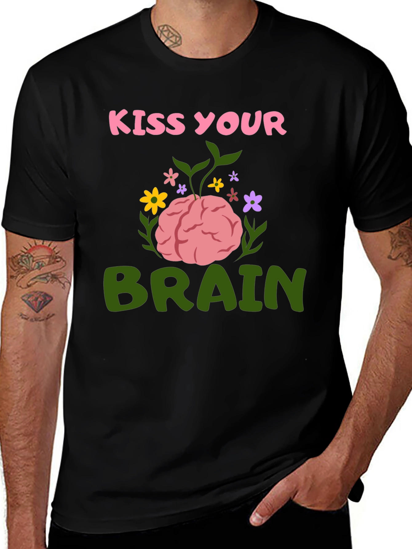 Kiss Your Brain Graphic Tee - Black T-Shirt