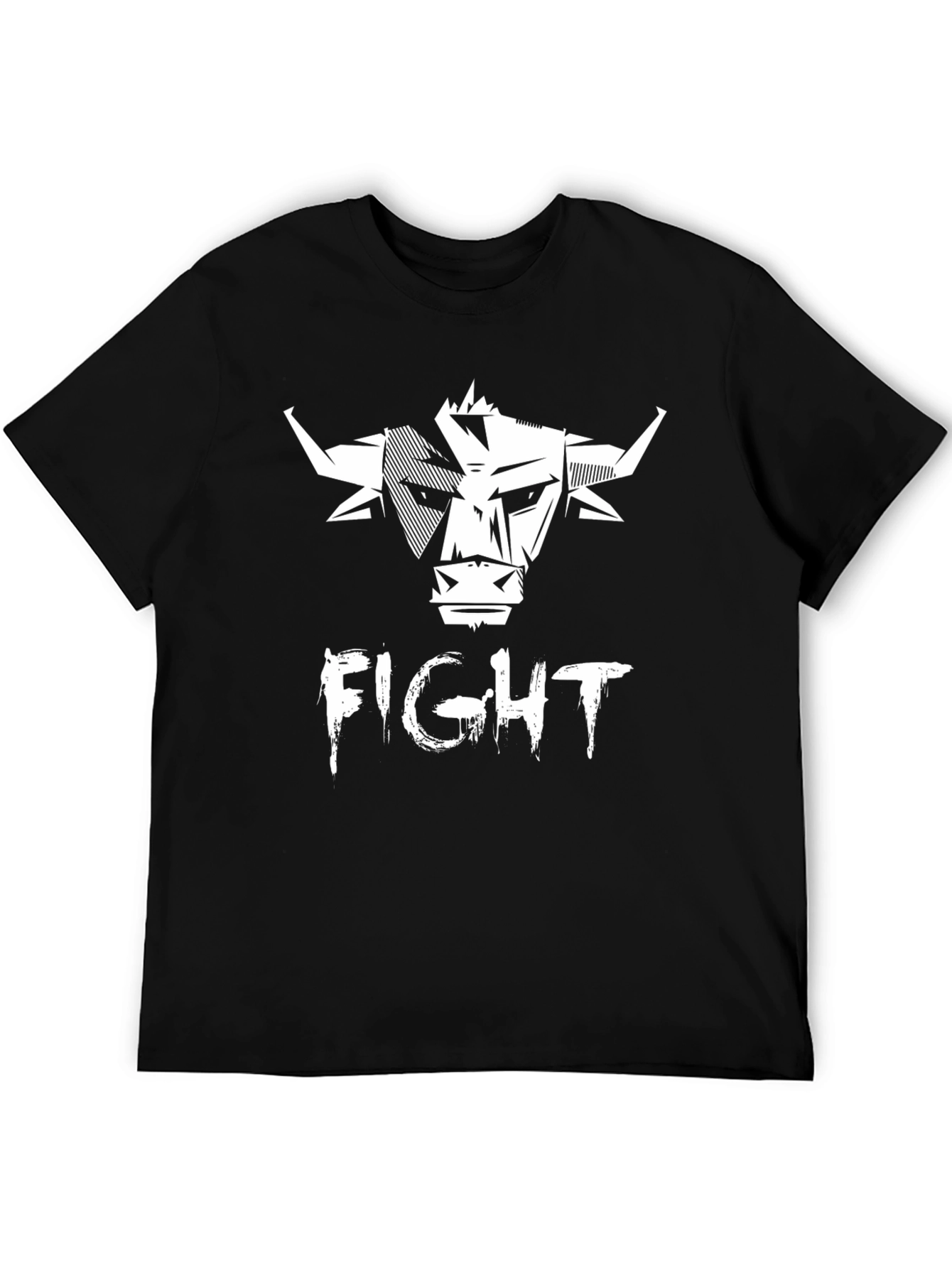 Fight Bull Graphic Print Tee - Black