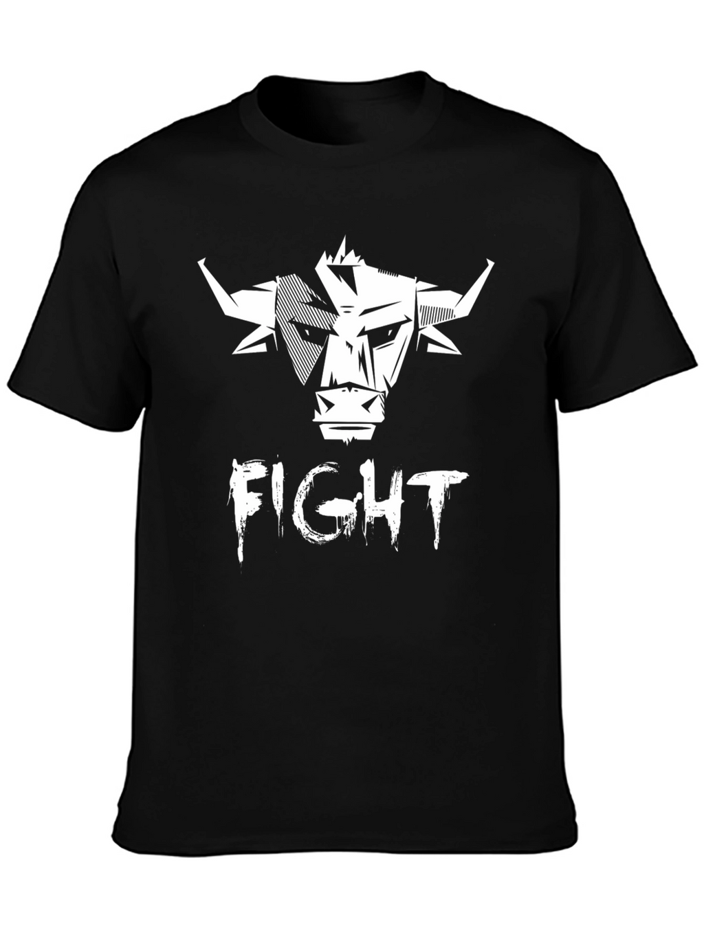 Fight Bull Graphic Print Tee - Black
