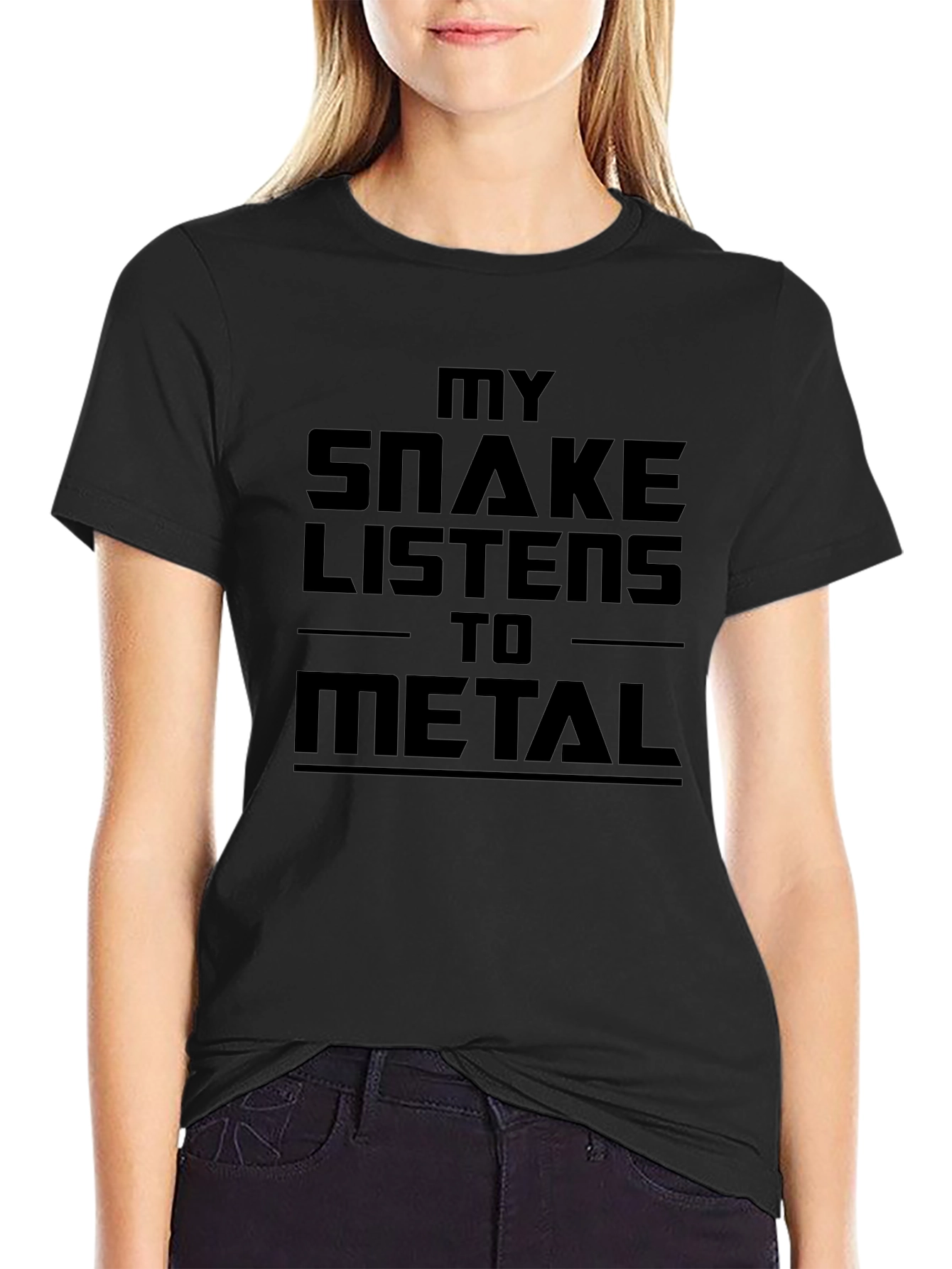 My Snake Listens to Metal Black T-Shirt