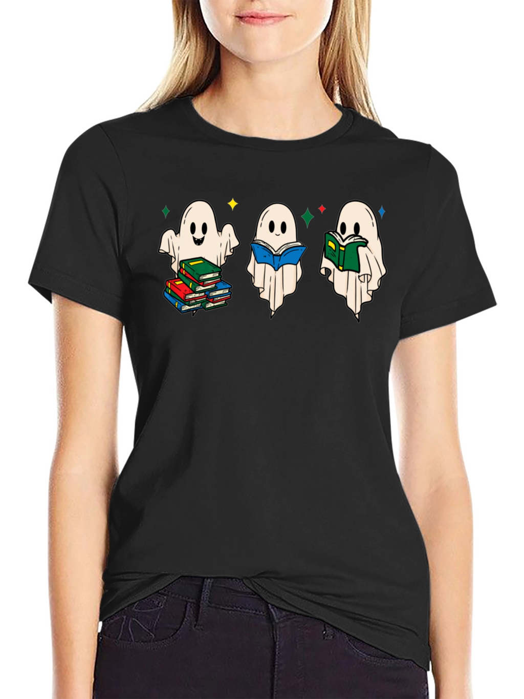 Ghost Reading Book T-Shirt