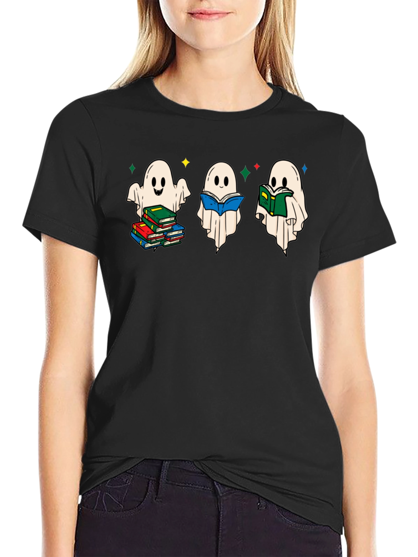 Ghost Reading Book T-Shirt
