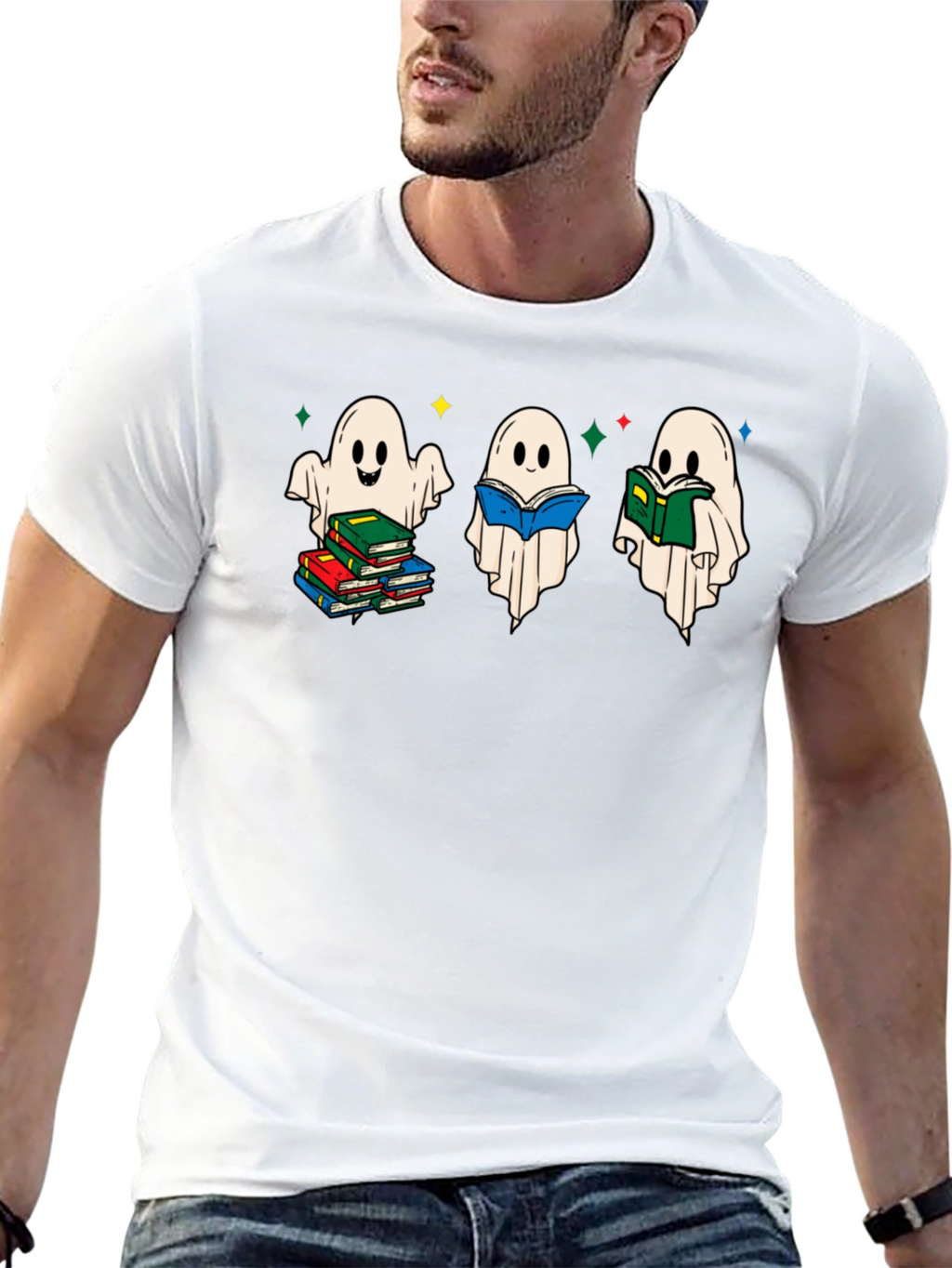 Ghost Reading Book T-Shirt