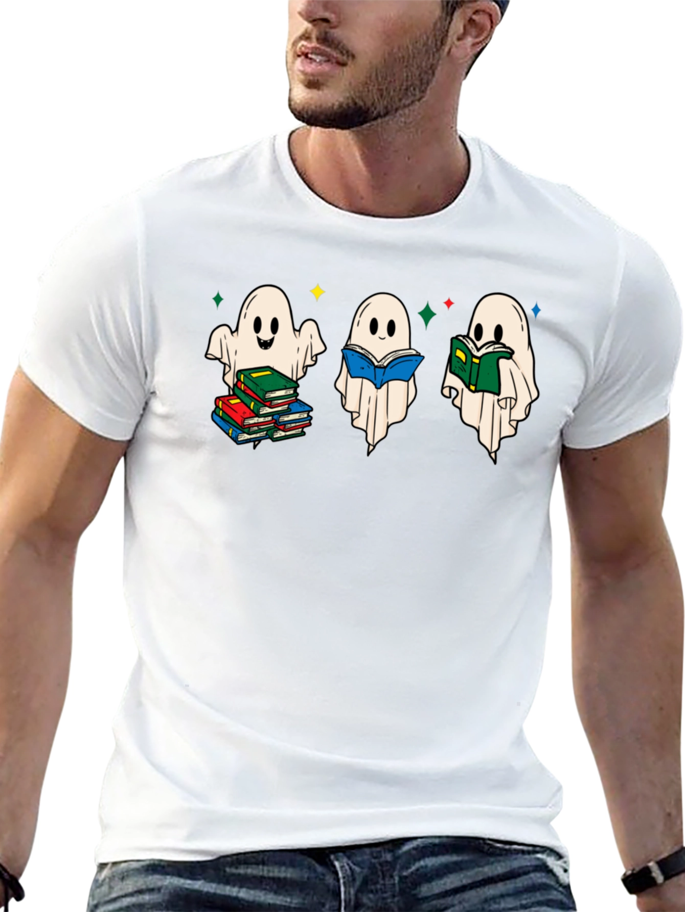 Ghost Reading Book T-Shirt