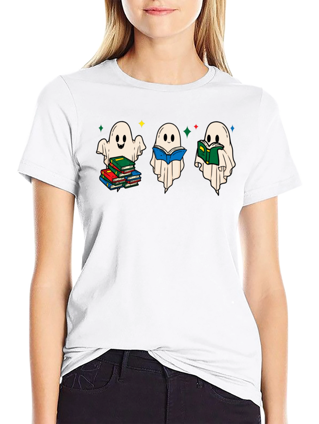 Ghost Reading Book T-Shirt