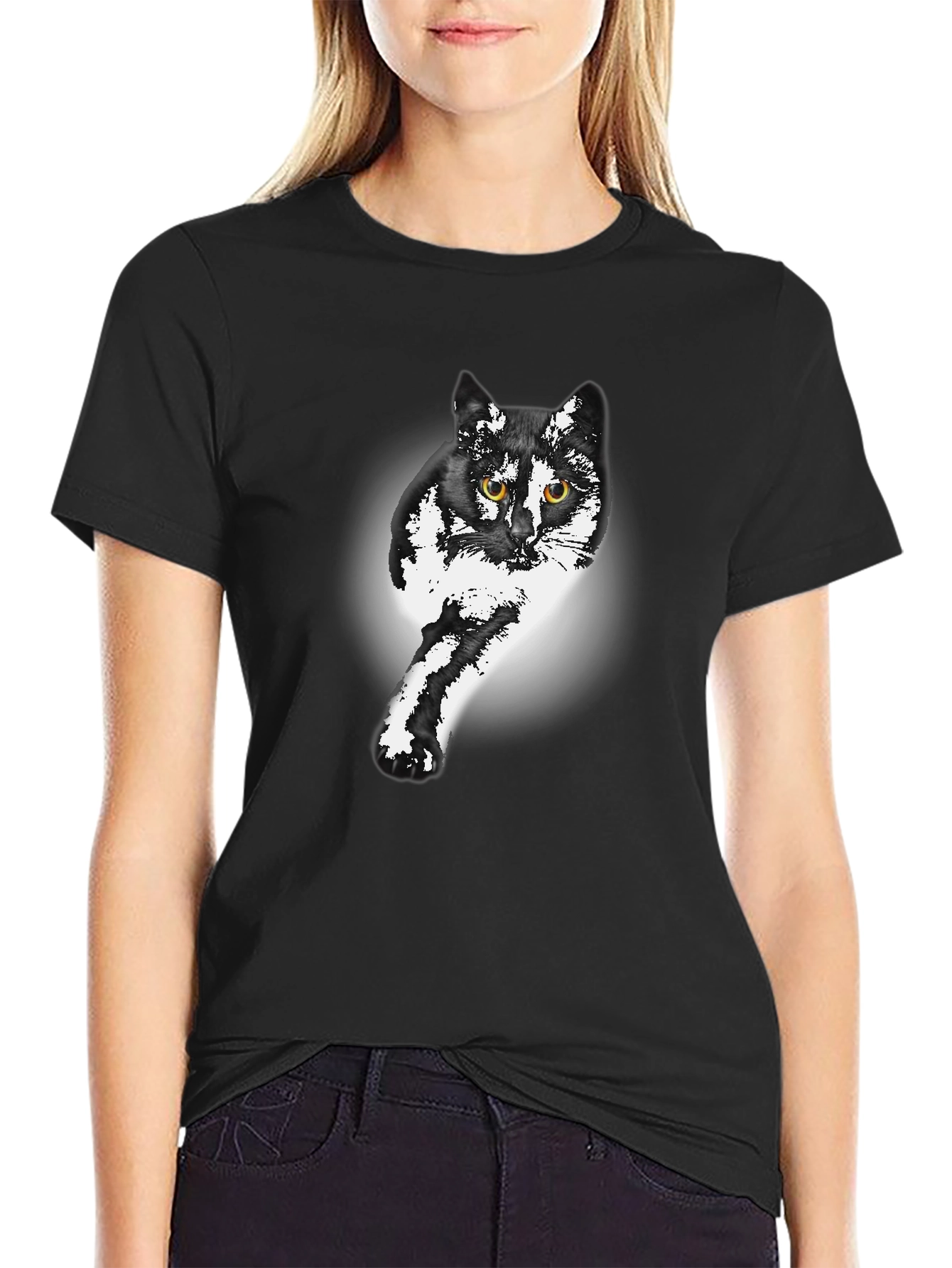 Black Cat Graphic Print Tee