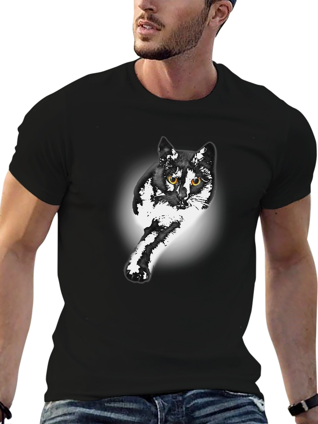 Black Cat Graphic Print Tee