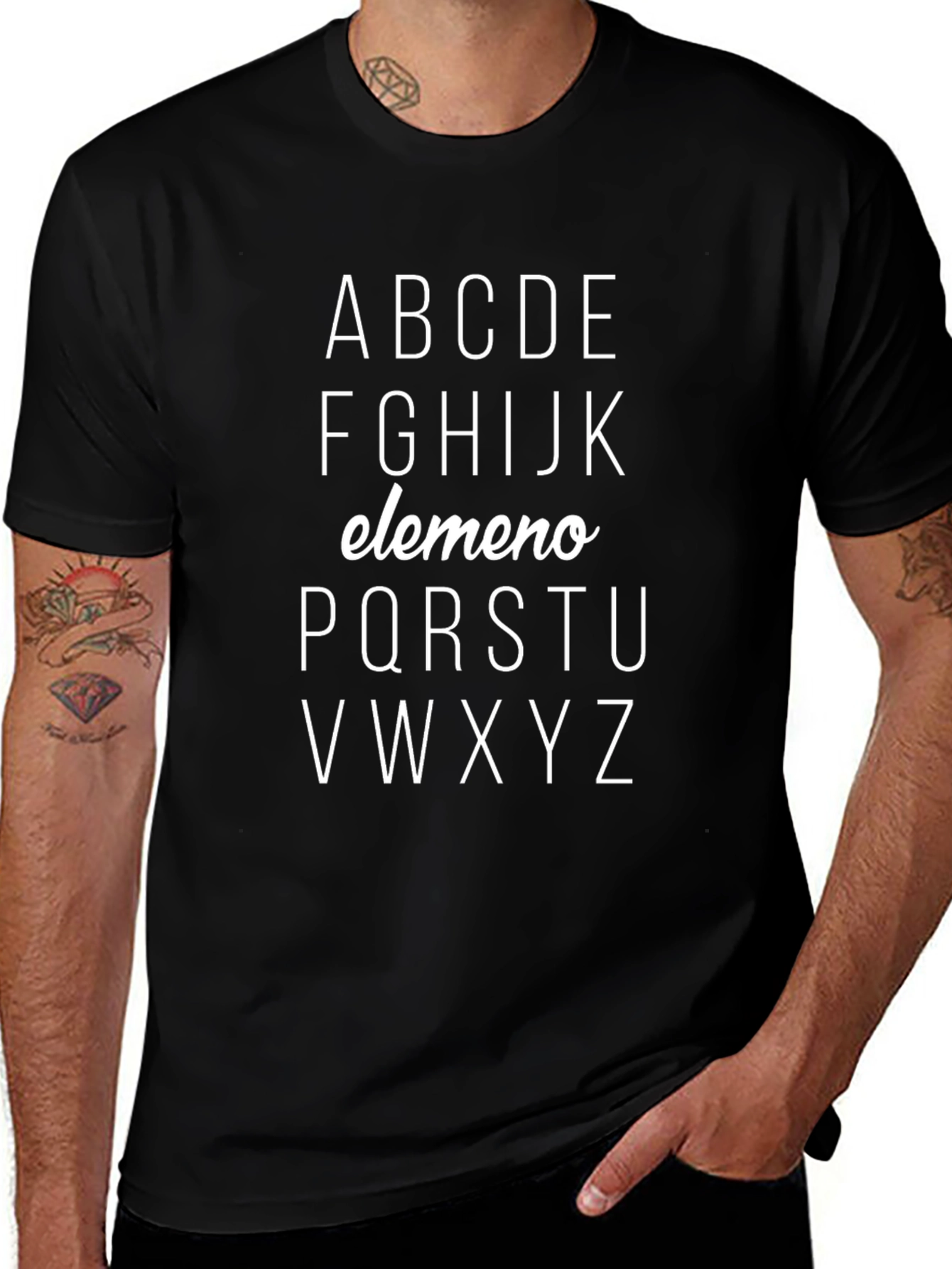 Alphabet ABC T-Shirt - Black Cotton Blend Tee