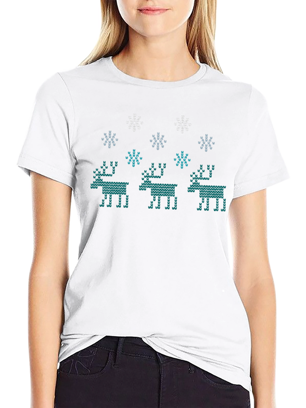 Knitted Reindeer Graphic Tee