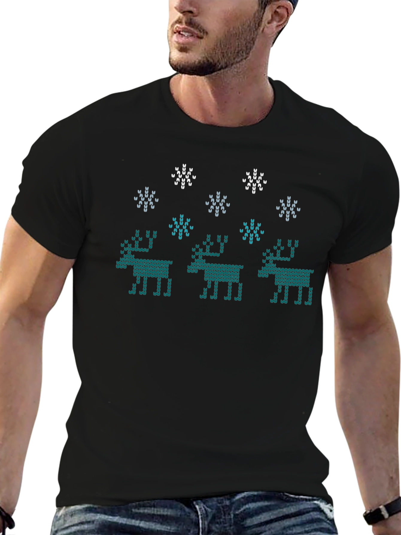 Knitted Reindeer Graphic Tee