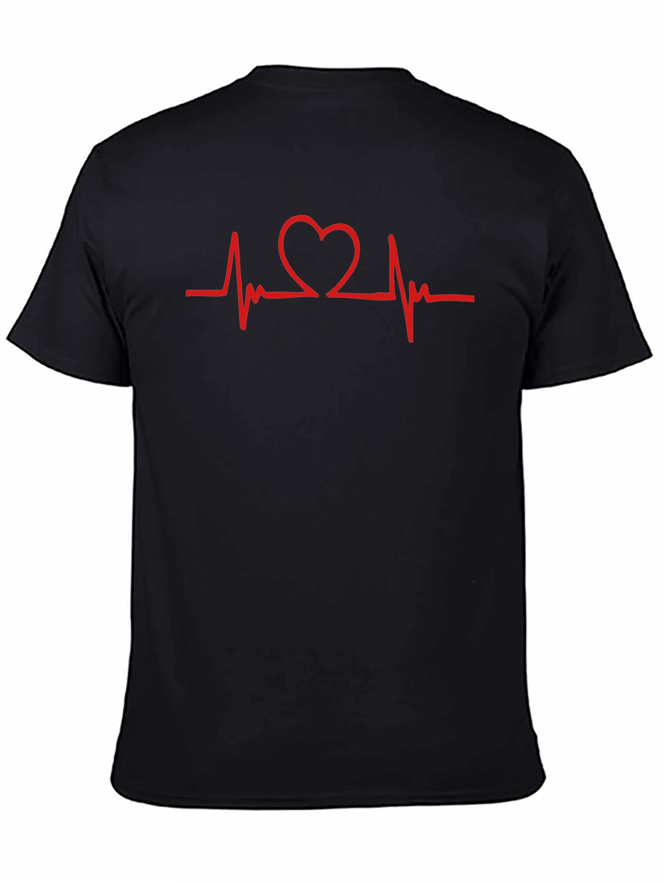 Heartbeat Heart Graphic T-Shirt - Black