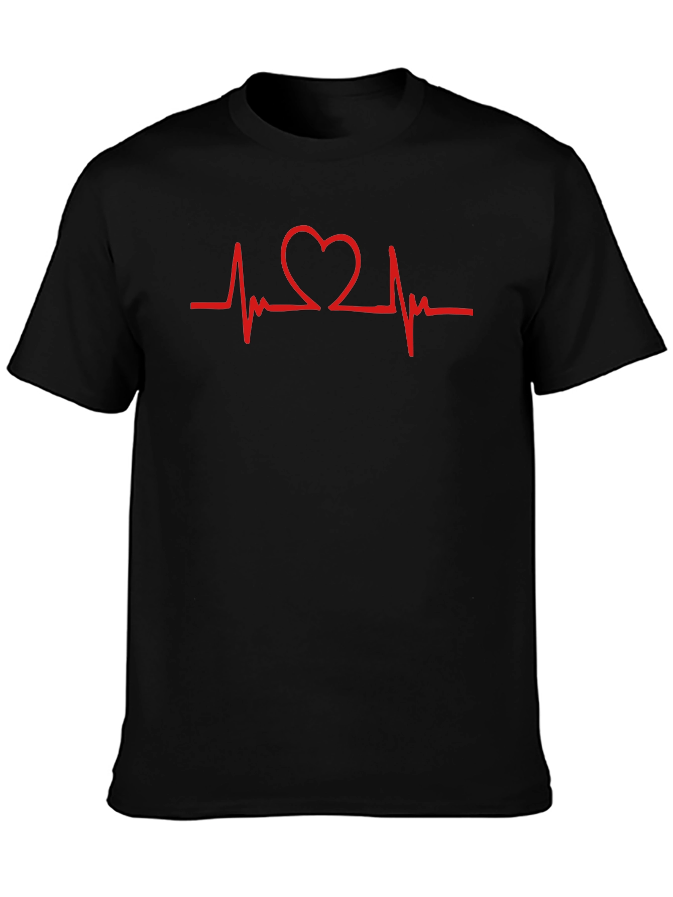 Heartbeat Heart Graphic T-Shirt - Black