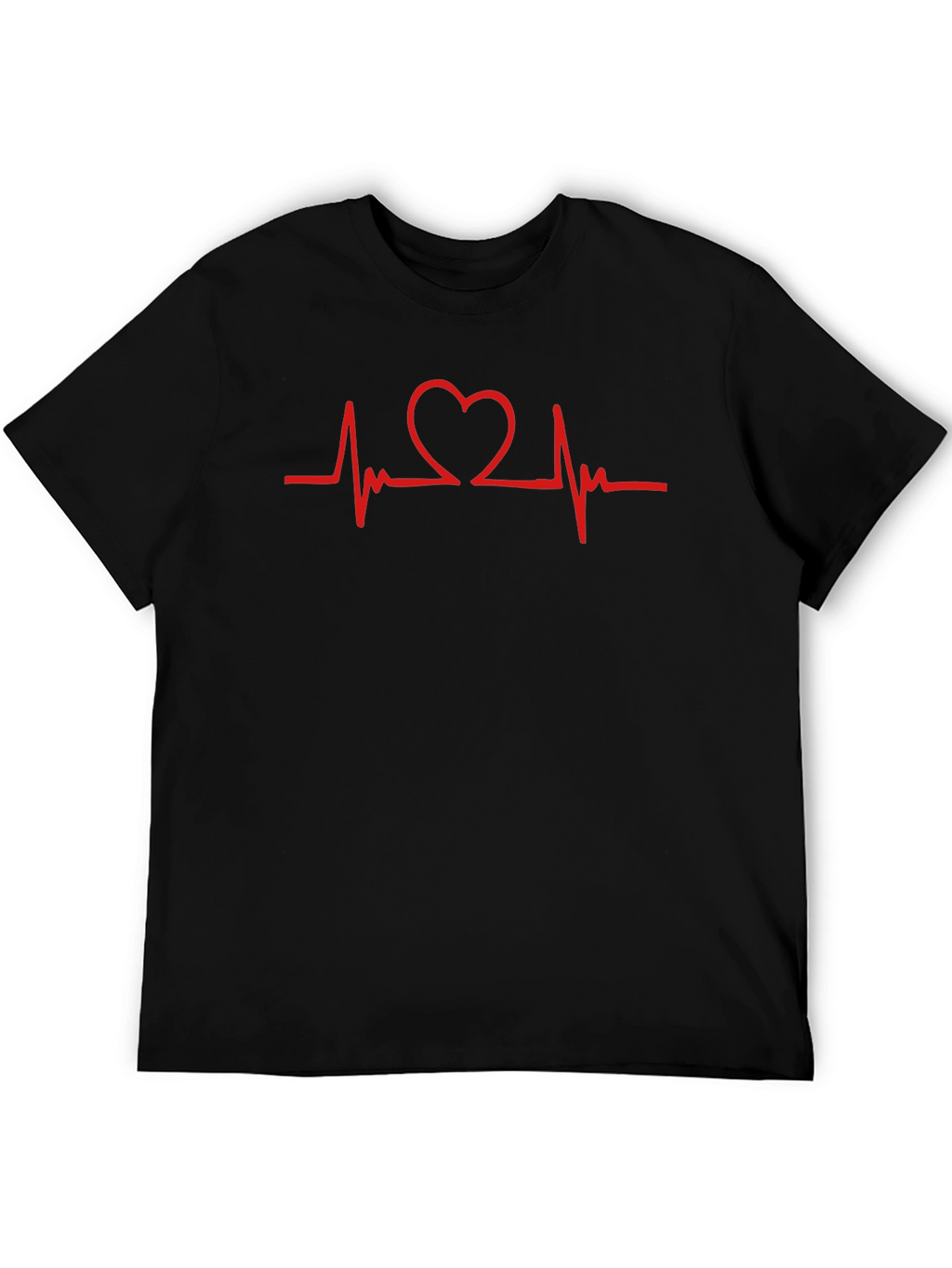 Heartbeat Heart Graphic T-Shirt - Black