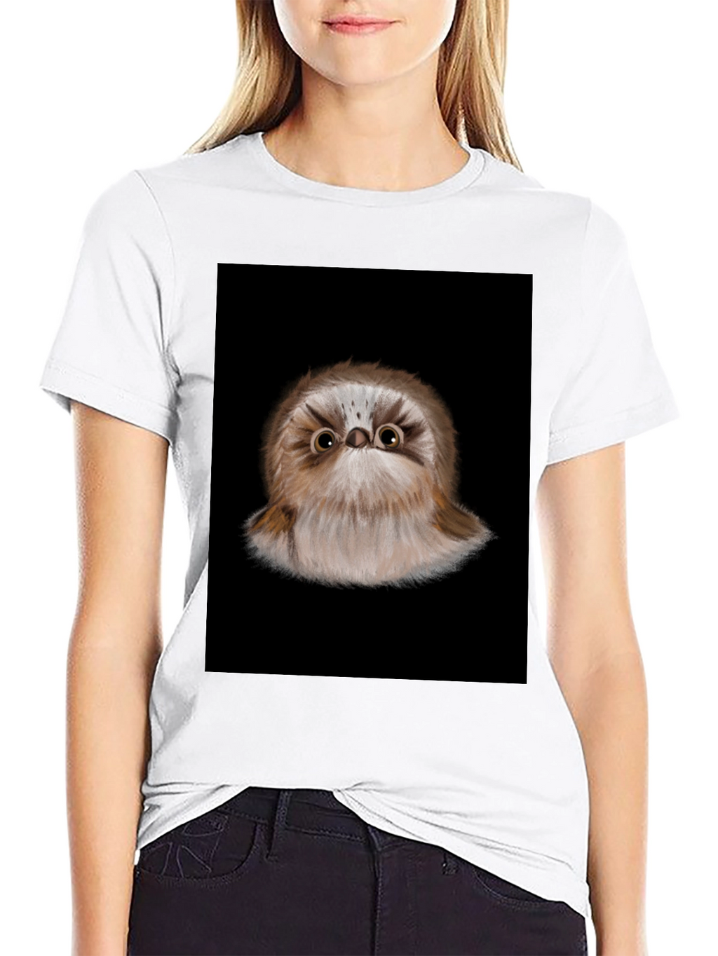 Cute Bird Graphic Black T-Shirt