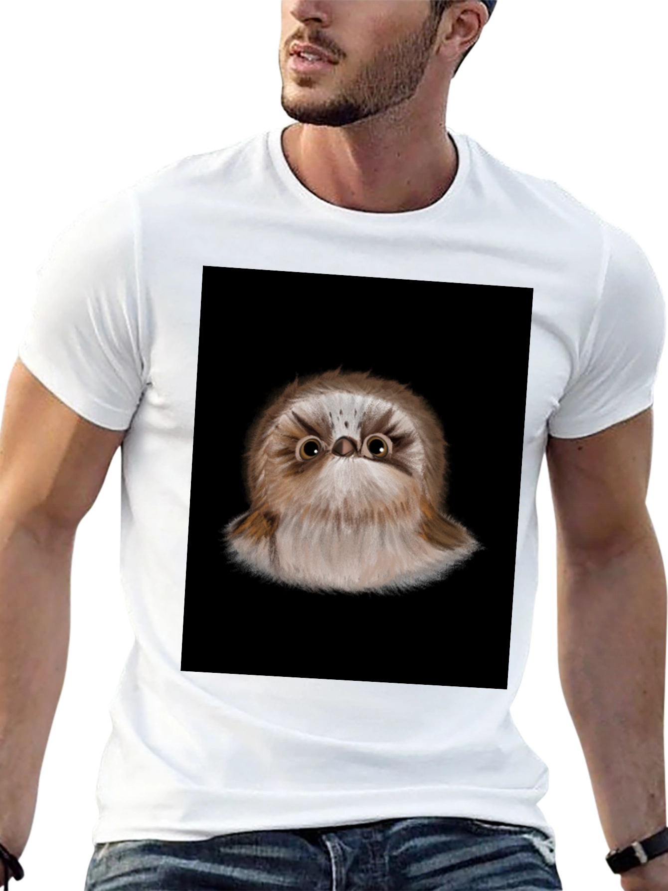 Cute Bird Graphic Black T-Shirt