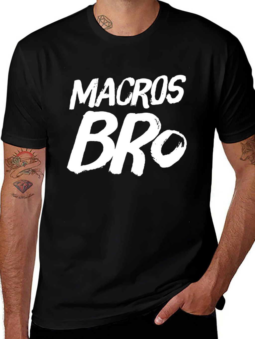 Macros Bro Black Graphic T-Shirt