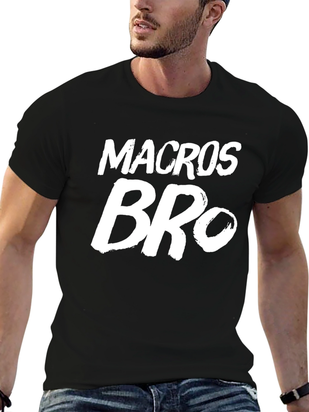 Macros Bro Black Graphic T-Shirt