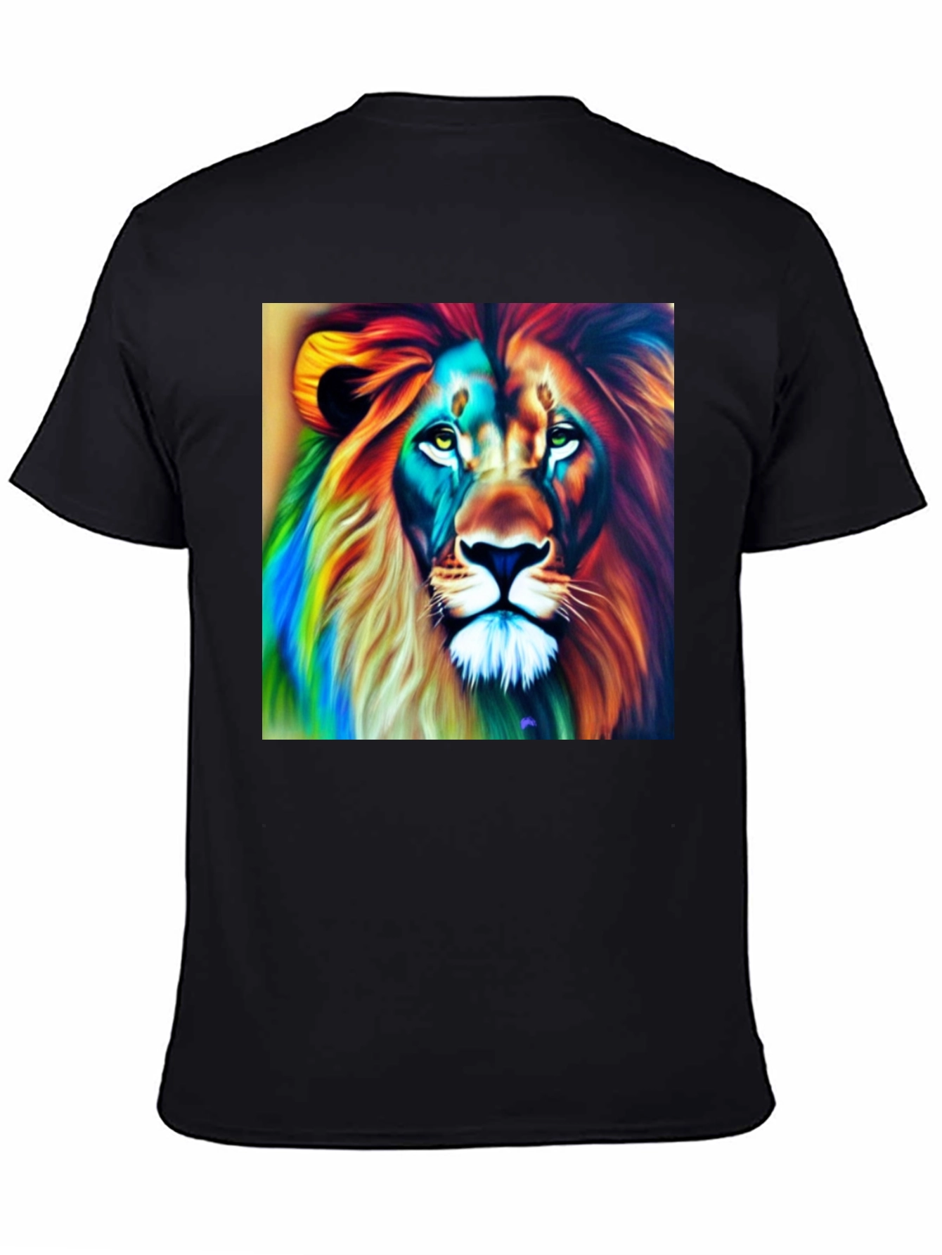 Colorful Lion Graphic Tee - Mens Black T-Shirt