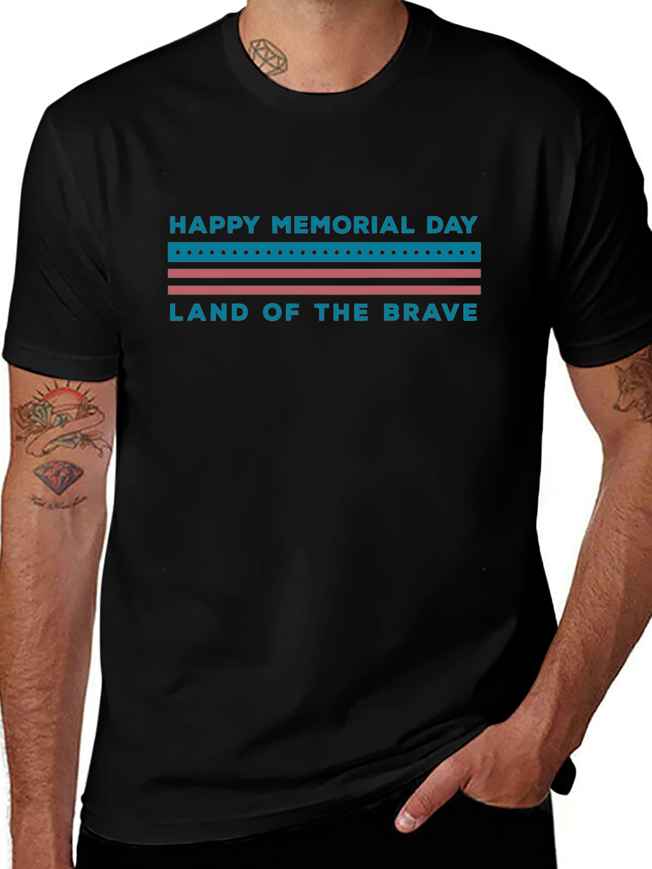 Memorial Day Black Tee - Land of the Brave Graphic Print