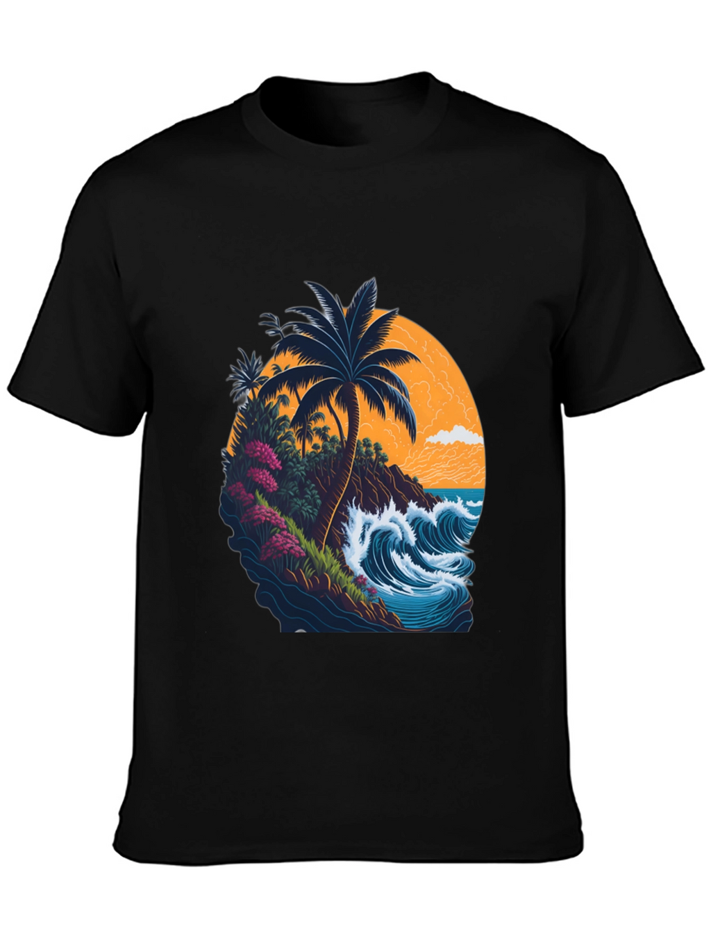 Island Wave Mens Black Graphic Tee