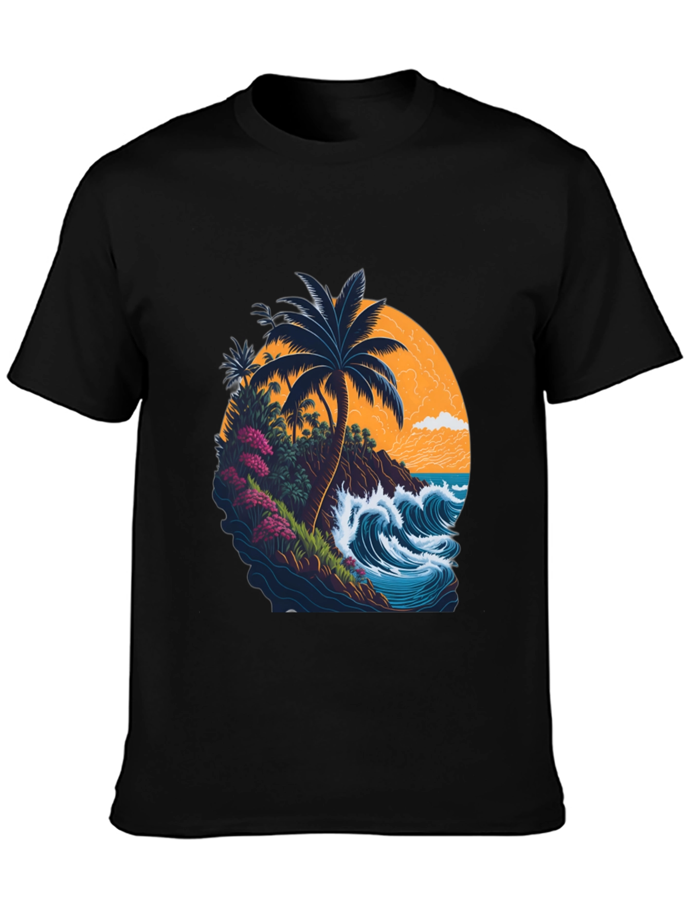 Island Wave Mens Black Graphic Tee