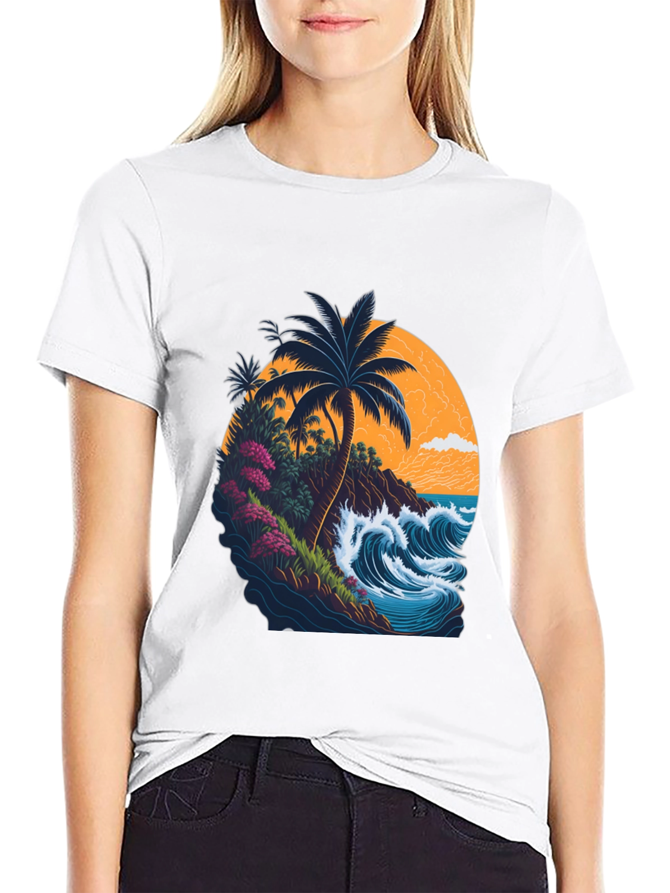Island Wave Mens Black Graphic Tee