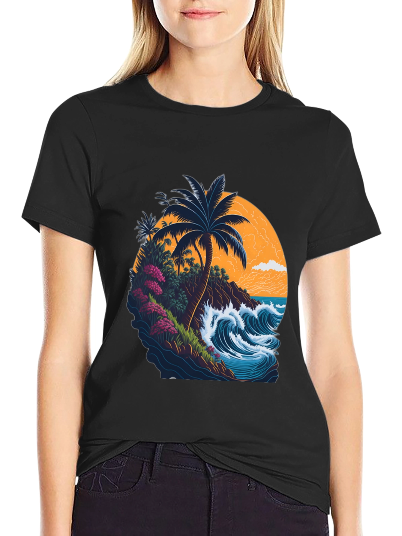 Island Wave Mens Black Graphic Tee