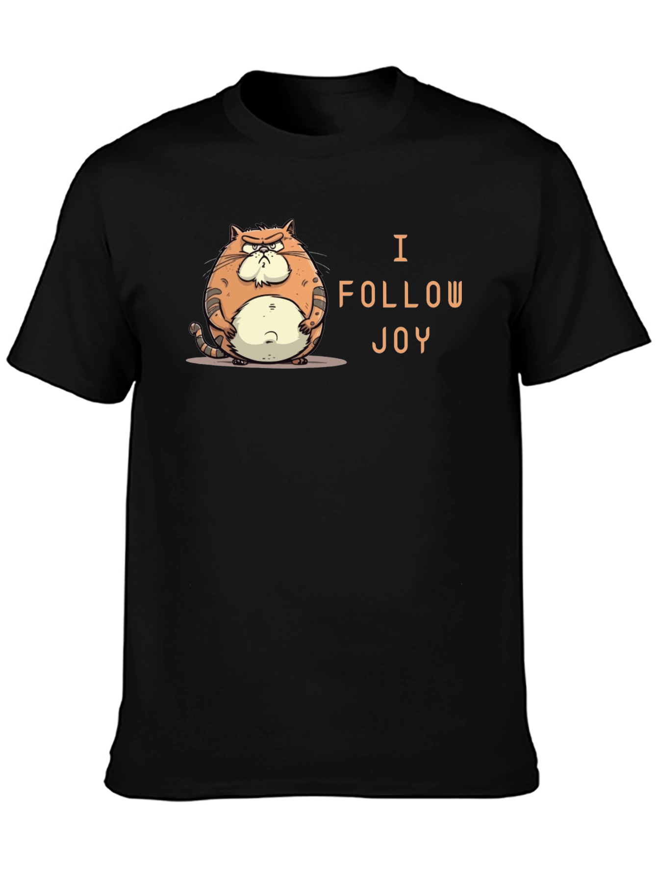 Funny Grumpy Cat Black T-Shirt - I Follow Joy!