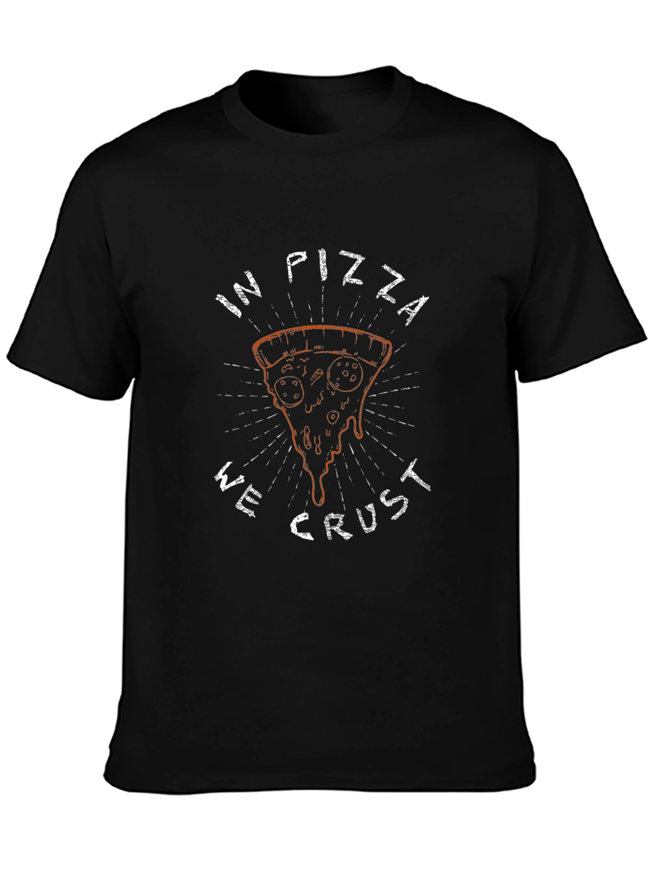 In Pizza We Crust Graphic Tee - Black Casual T-Shirt