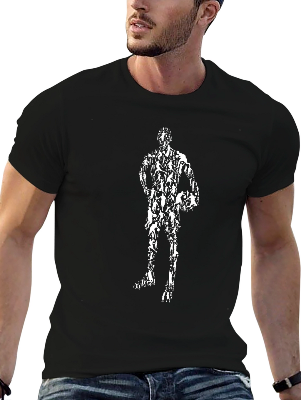 Mens Black Basketball Silhouette Graphic Tee