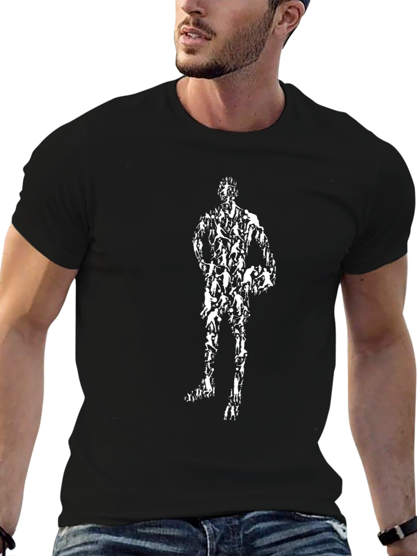 Mens Black Basketball Silhouette Graphic Tee