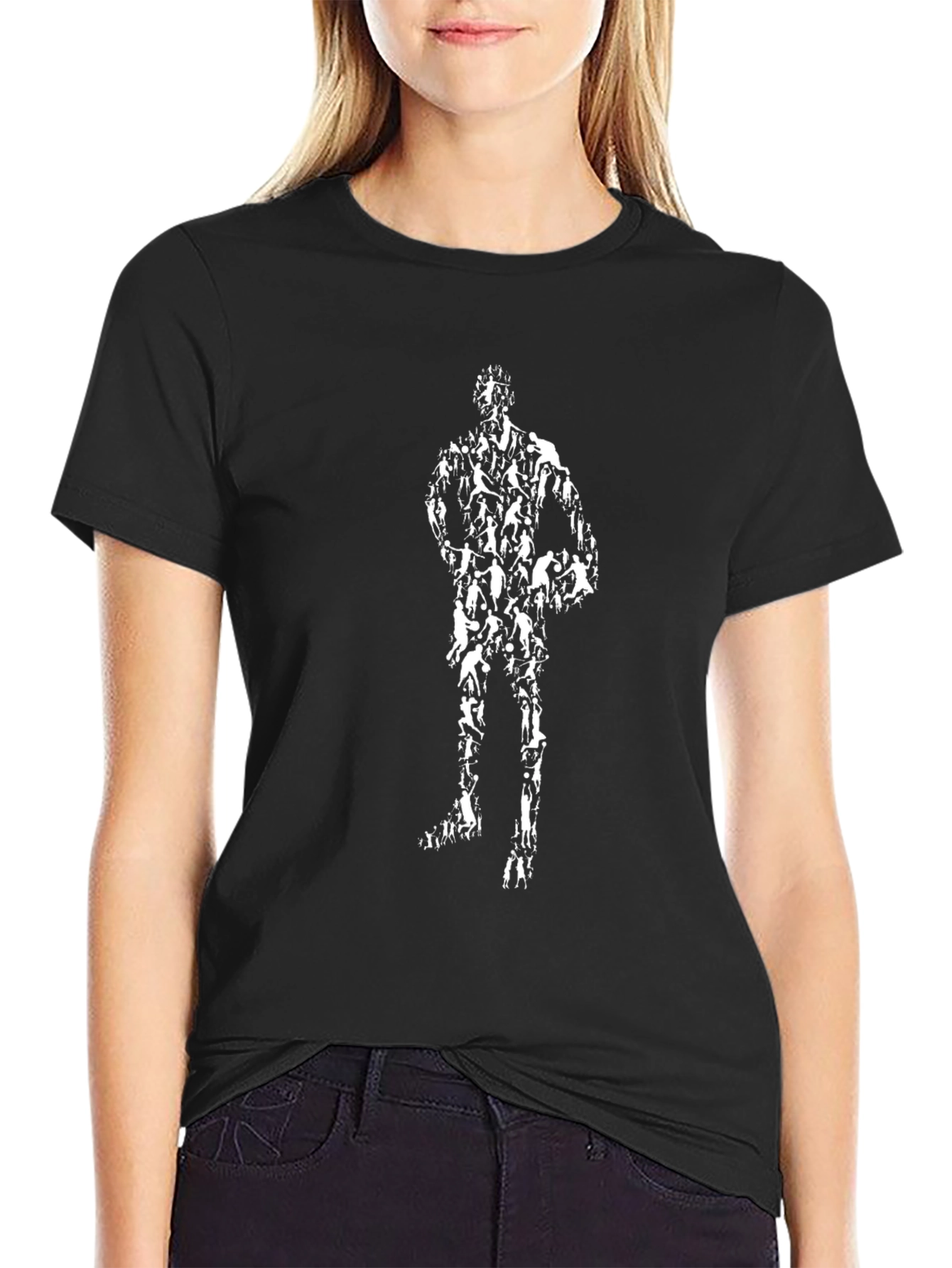 Mens Black Basketball Silhouette Graphic Tee
