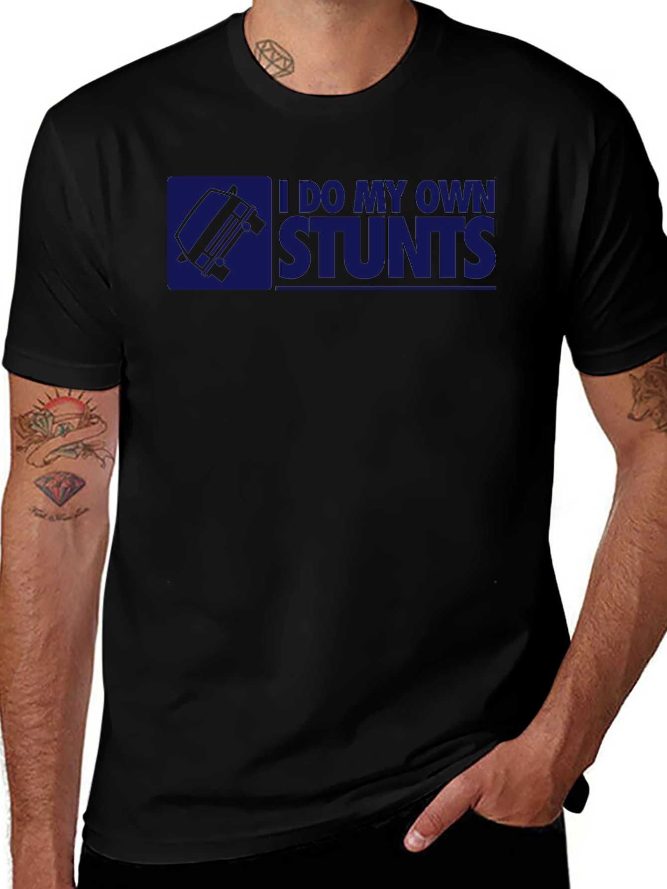 I Do My Own Stunts Graphic T-Shirt - Black