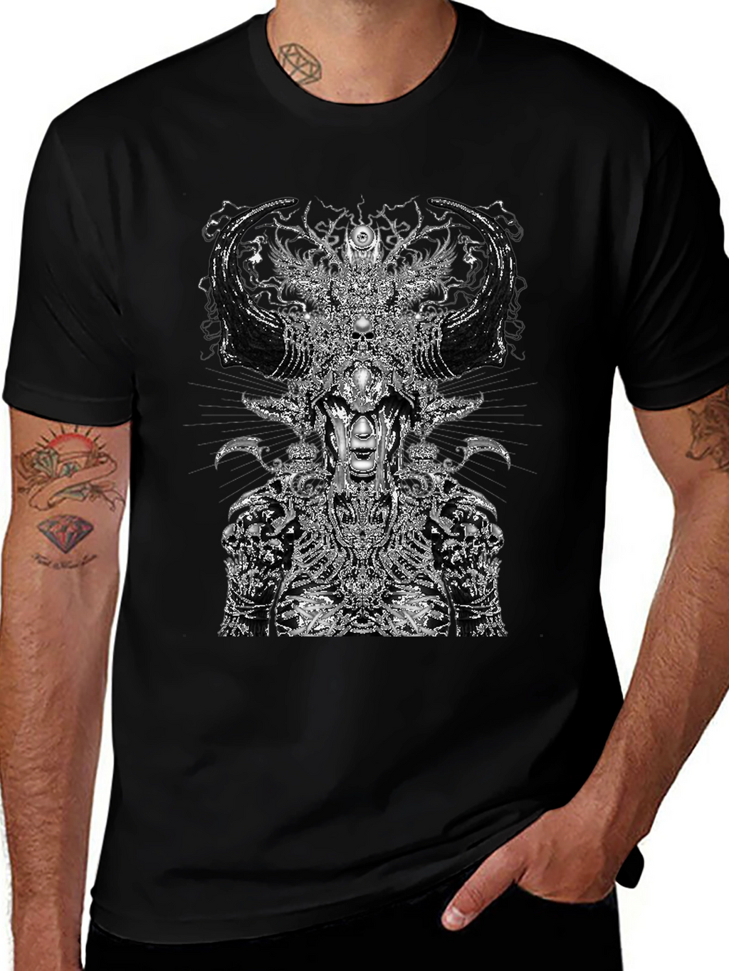 Dark Mystic Graphic Print Black T-Shirt