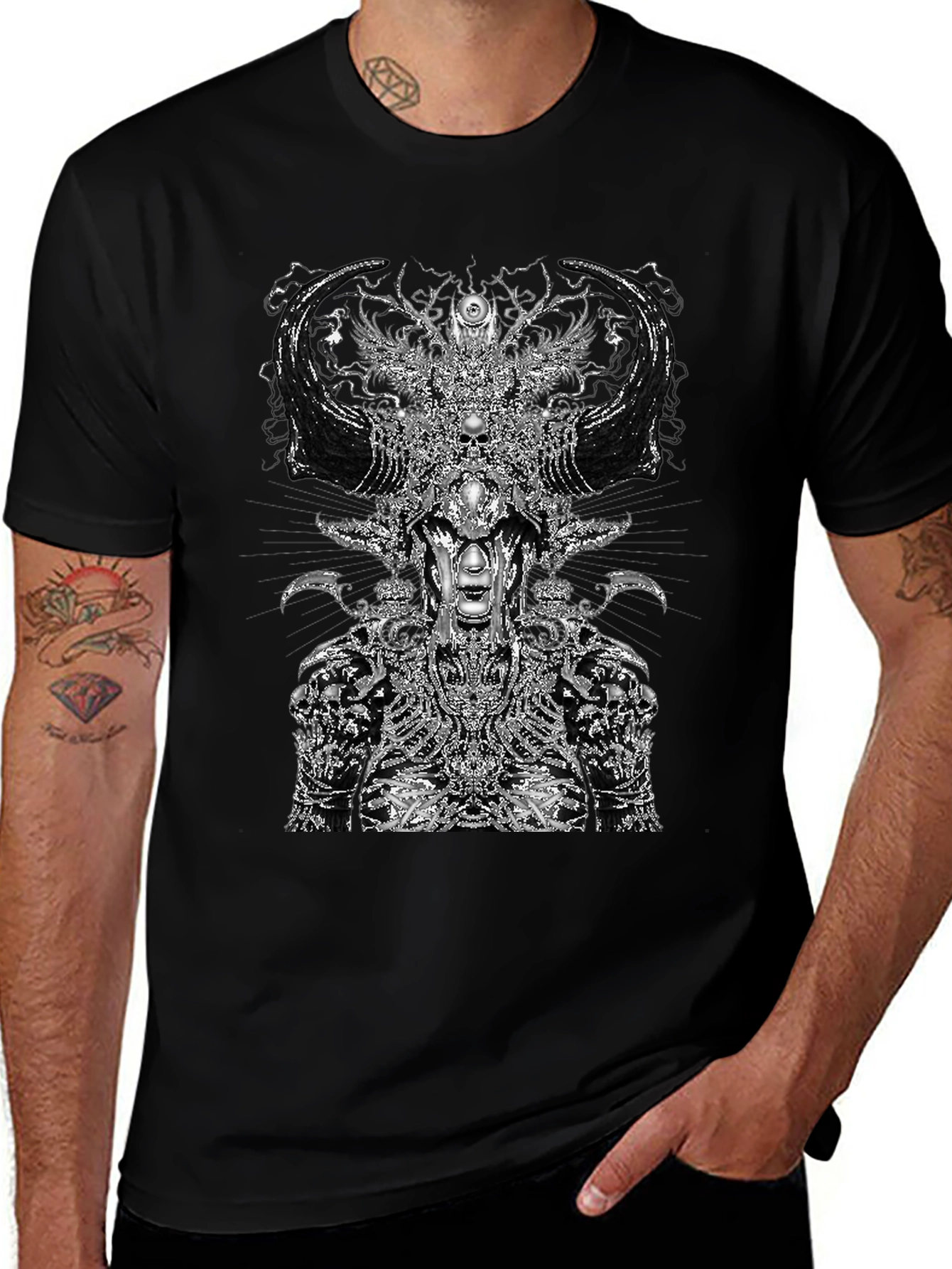 Dark Mystic Graphic Print Black T-Shirt