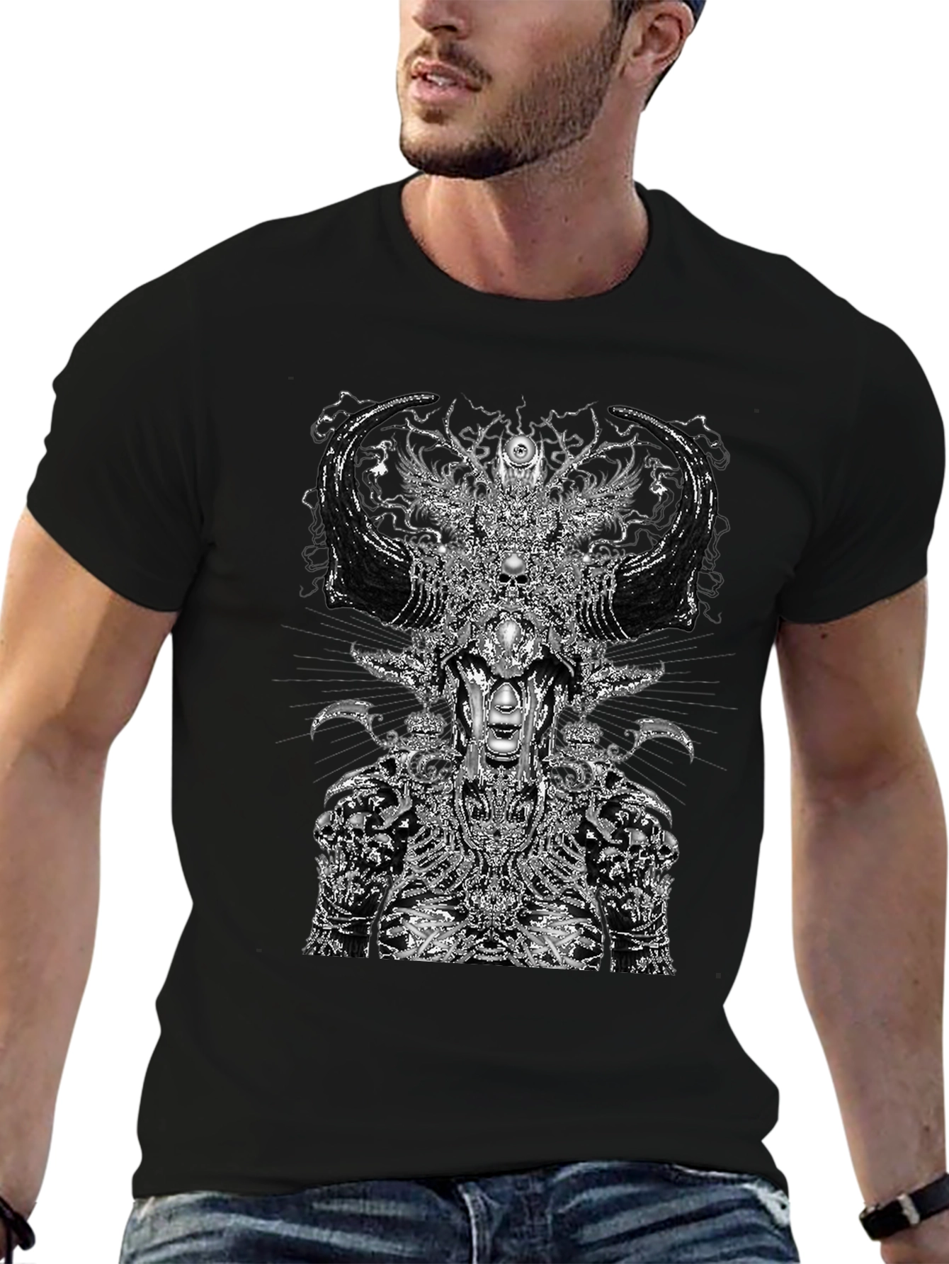 Dark Mystic Graphic Print Black T-Shirt