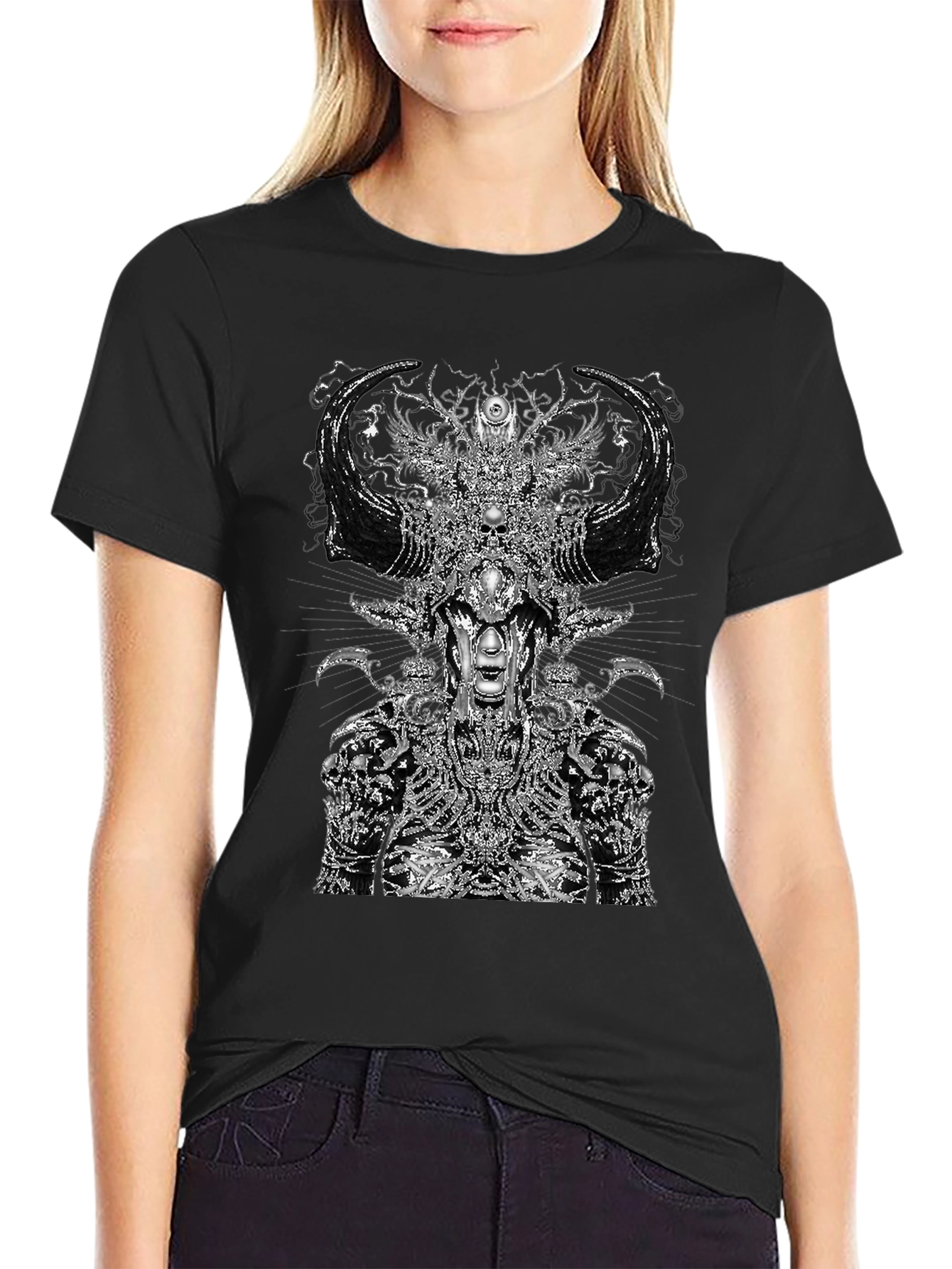 Dark Mystic Graphic Print Black T-Shirt