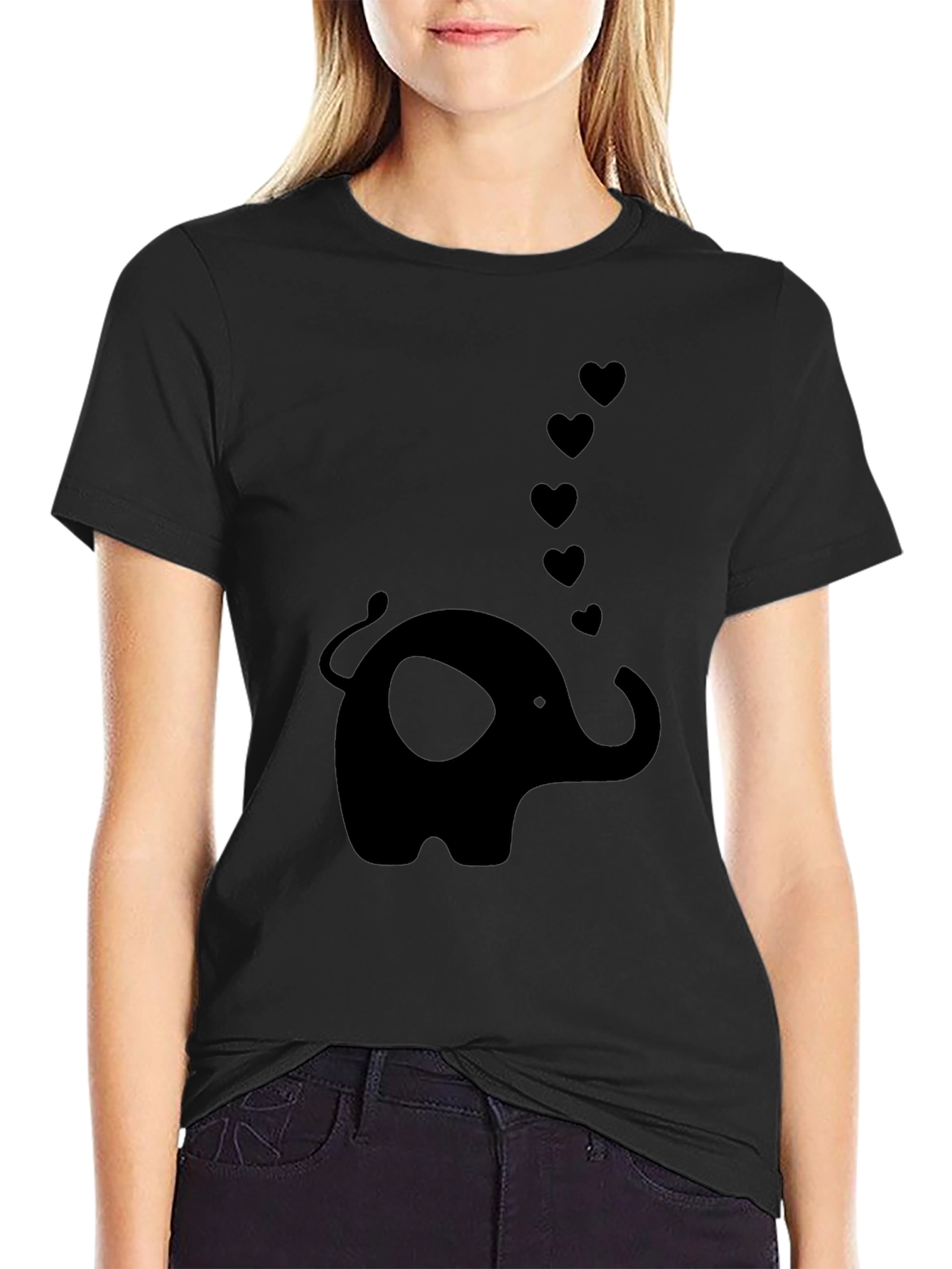 Elephant Love Tee - Classic Black Graphic T-Shirt