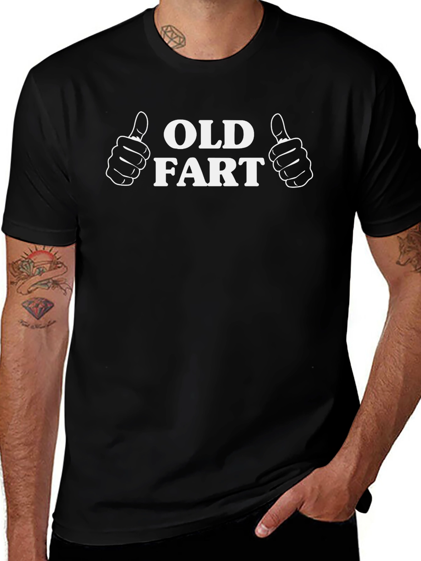 Humorous Old Fart Graphic Tee - Black Cotton T-Shirt