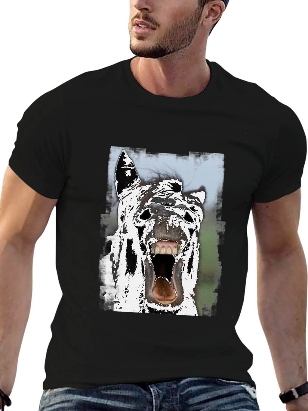 Horse Face Graphic Tee - Black