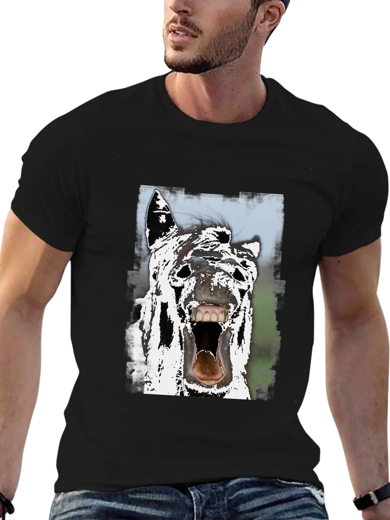 Horse Face Graphic Tee - Black