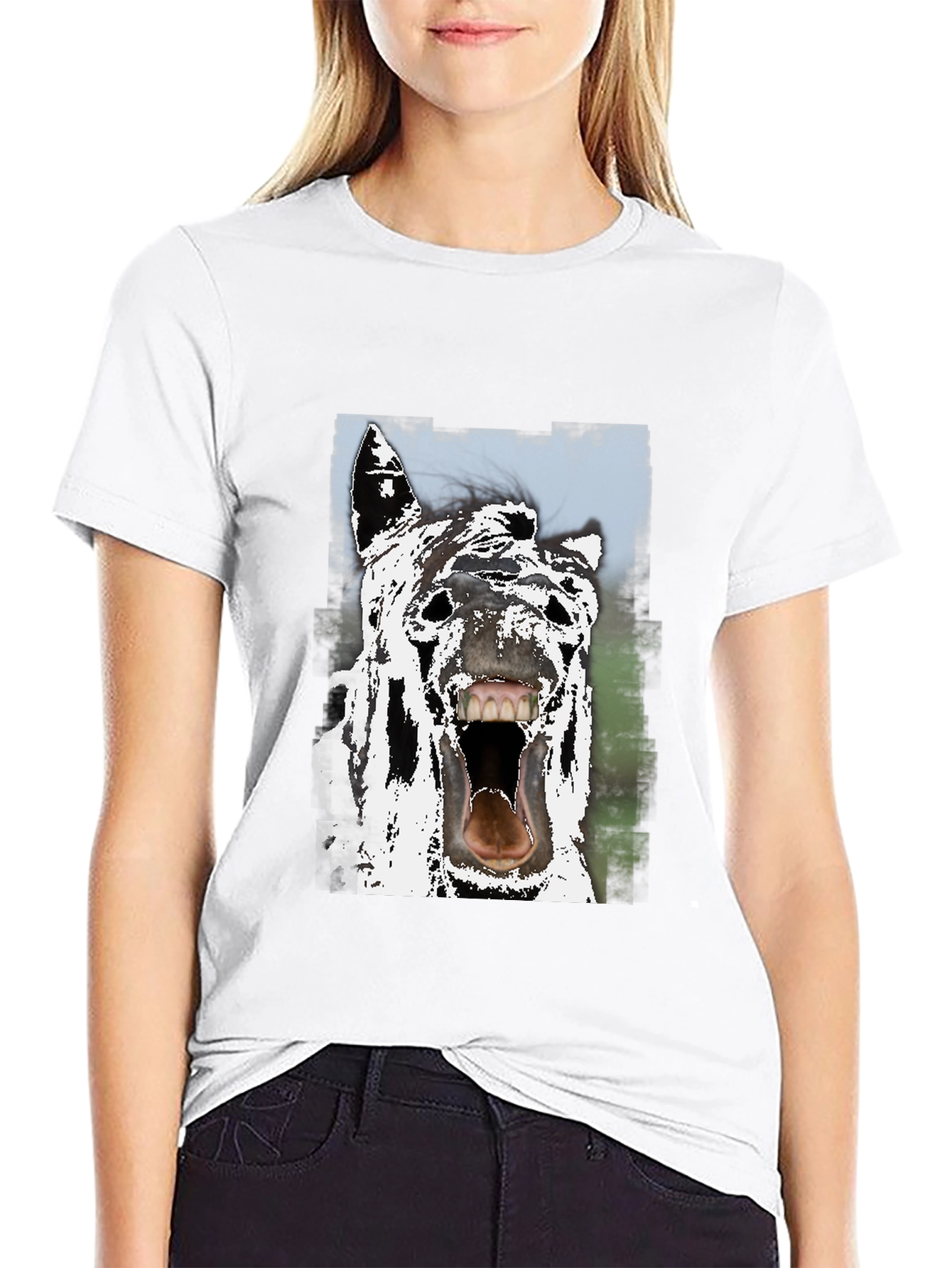 Horse Face Graphic Tee - Black