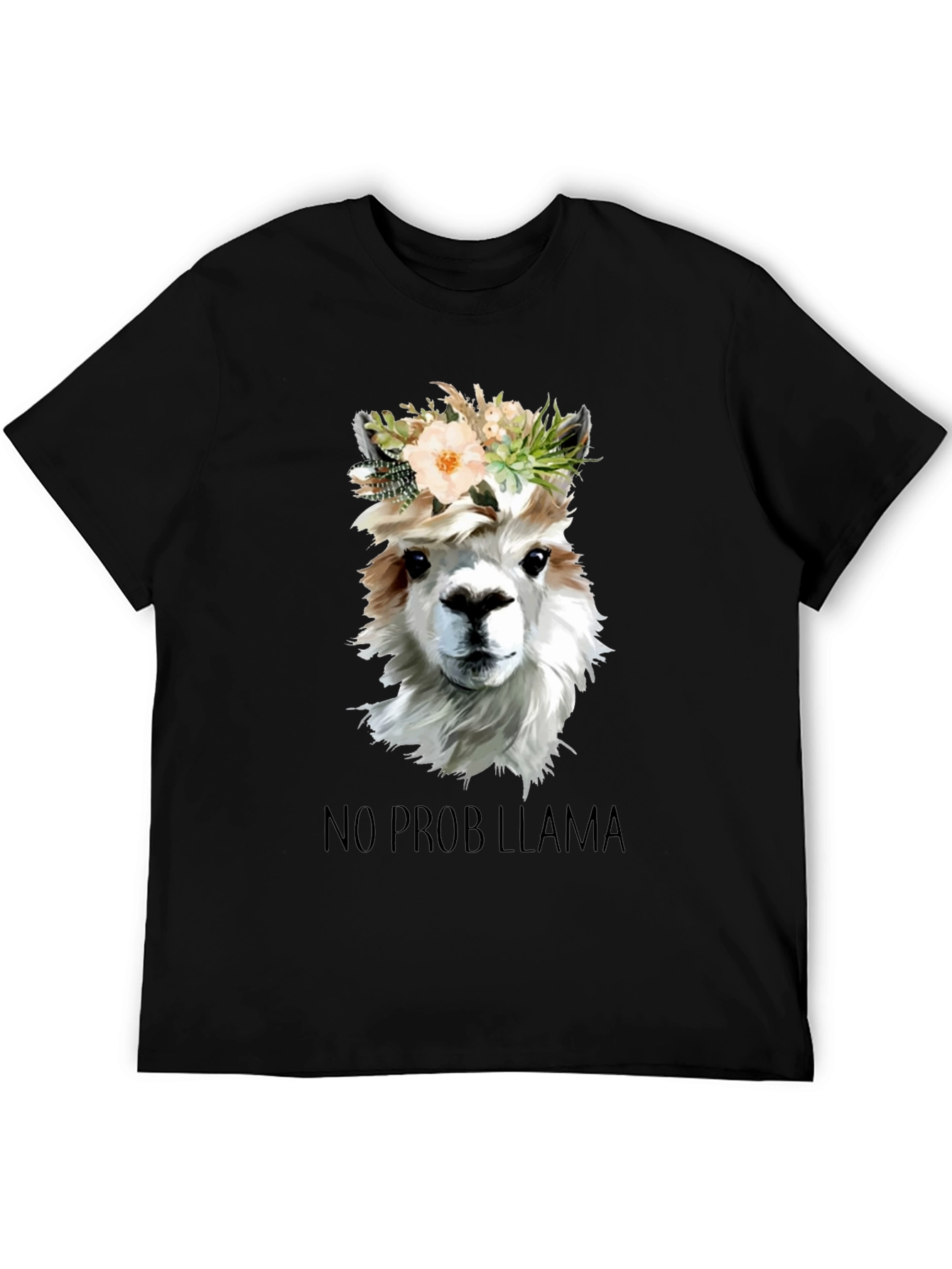 No Prob Llama T-Shirt - Floral Crown Alpaca Graphic Tee