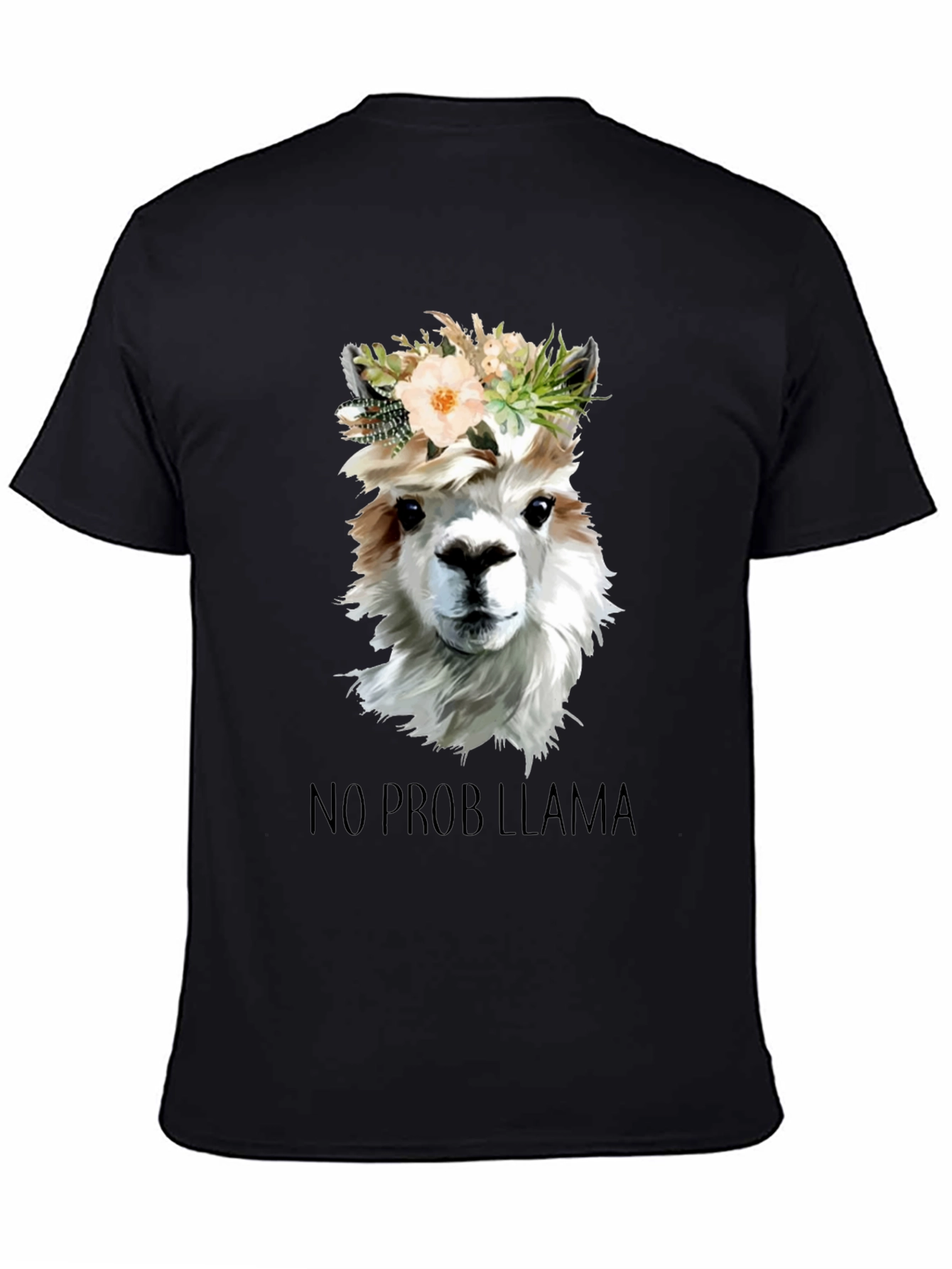 No Prob Llama T-Shirt - Floral Crown Alpaca Graphic Tee