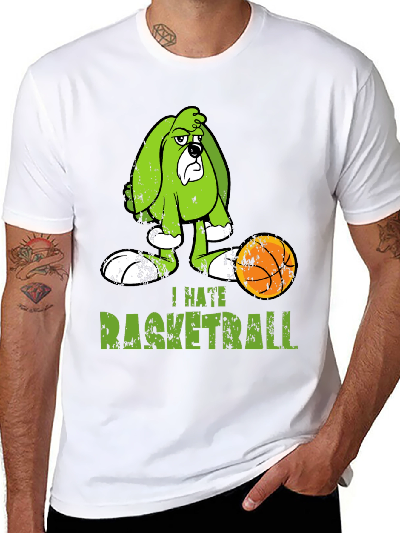 I Hate Basketball Cartoon Dog T-Shirt