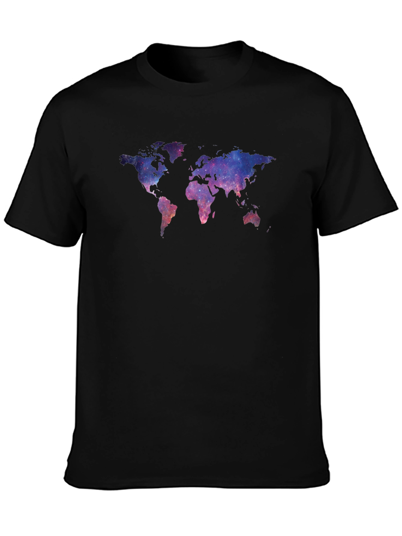 Galaxy World Map Black T-Shirt