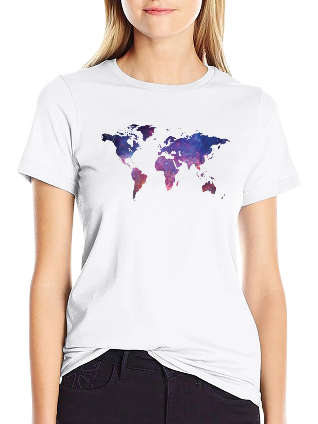 Galaxy World Map Black T-Shirt