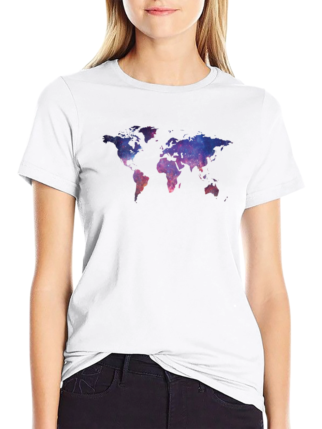 Galaxy World Map Black T-Shirt